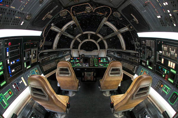 Inside Millennium Falcon: Smugglers Run at Star Wars: Galaxy’s Edge at Disneyland park in Anaheim, Calif., and at Disney's Hollywood Studios in Lake Buena Vista, Florida, guests will take the controls in one of three unique and critical roles aboard the fastest ship in the galaxy. (Joshua Sudock/Disneyland Resort)